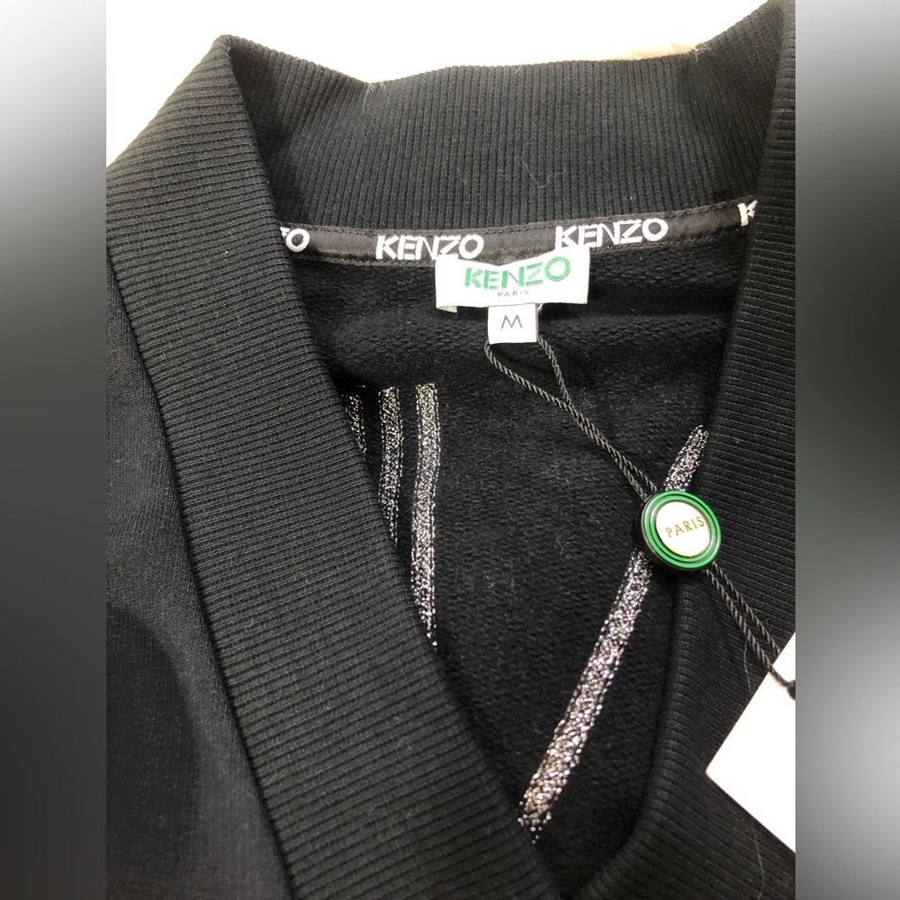 NWT Kenzo Logo V Neck Black Dress Sweatshirt - Picture 8 of 10